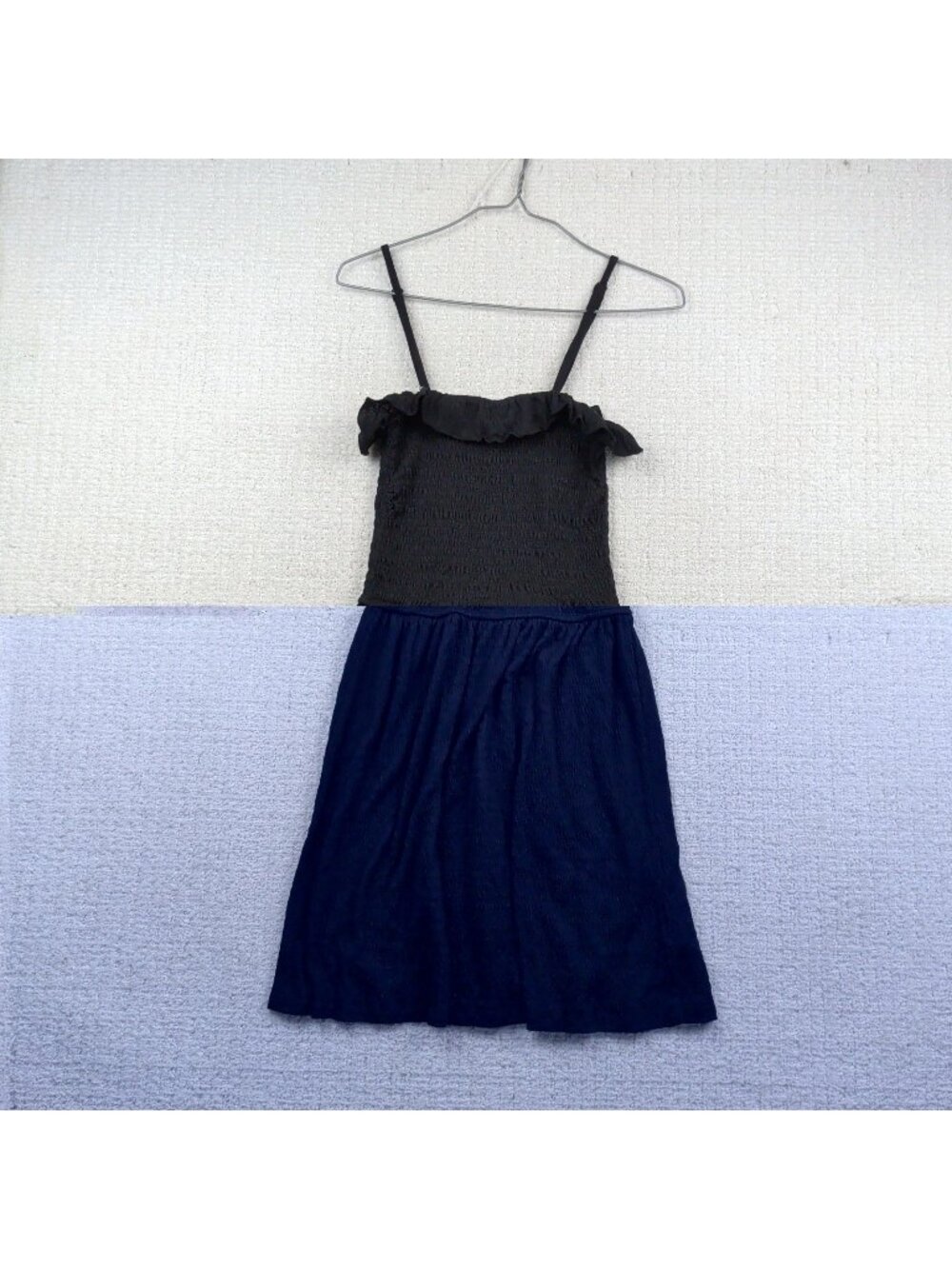Y2K Poof New-York Mini Dress Smocked Ruffle Bodycon Romantic Babydoll Wom Sz M